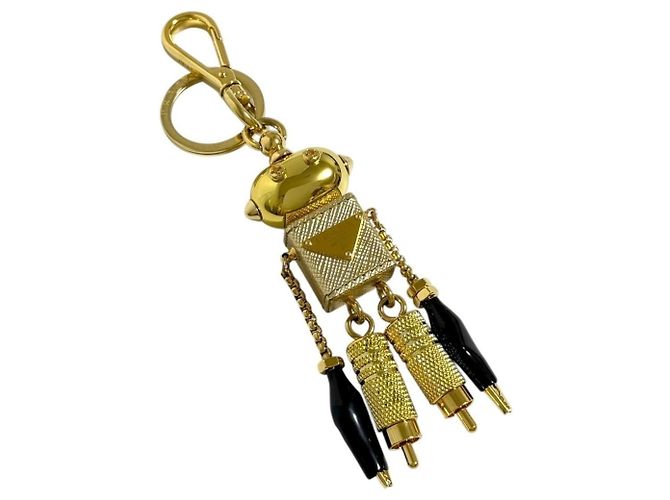 Chaveiro Robot Prada em metal e couro Saffiano