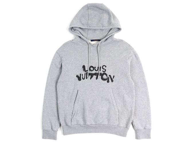 Louis Vuitton Neon Working Man Baumwoll-Hoodie Grau