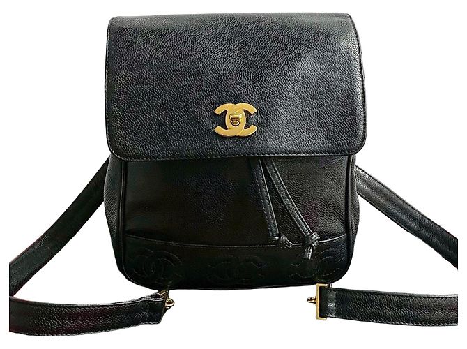 Timeless Mochila de cuero caviar Triple Coco de Chanel Negro
