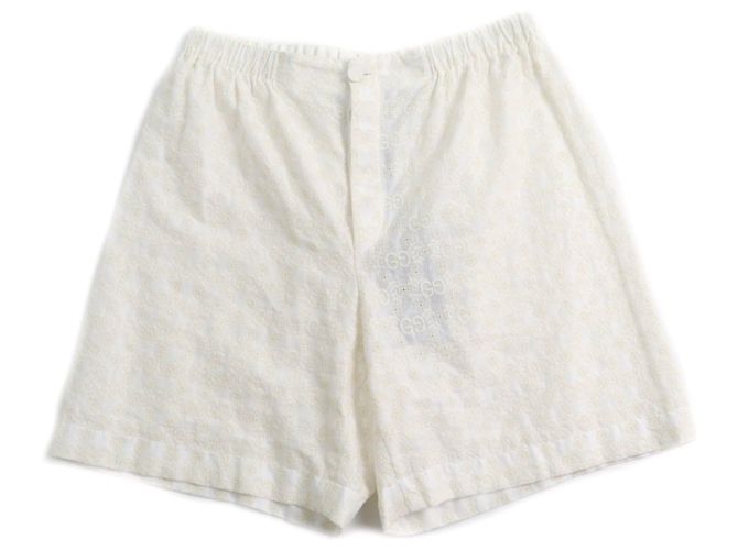 Pantalones cortos de algodón con patrón GG de Gucci Beige Crudo