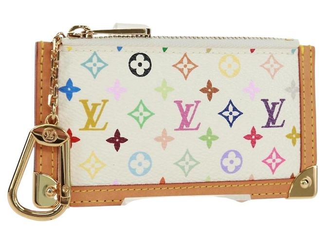 LOUIS VUITTON Multicolor Pochette Cles Coin Purse White M92655 LV Auth 171841V