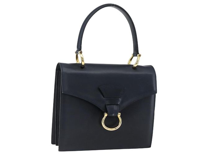 Céline Borsa a mano CELINE in pelle blu navy e oro Auth ep13502V D'oro