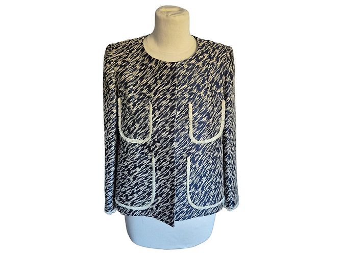 Giacca Tara Jarmon in tweed blu e bianco Multicolore