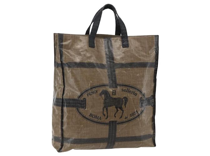 FENDI Celeria Handtasche aus PVC-Canvas in Braun Auth kk636