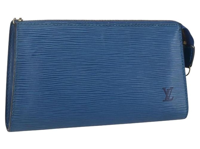 LOUIS VUITTON Epi Pochette Accessoires Pouch Blue M52985 LV Auth am10677