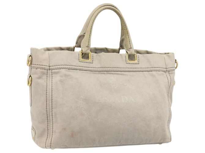 PRADA Borsa Canapa PM in tela 2way grigio oro Auth bs33424 Marrone D'oro