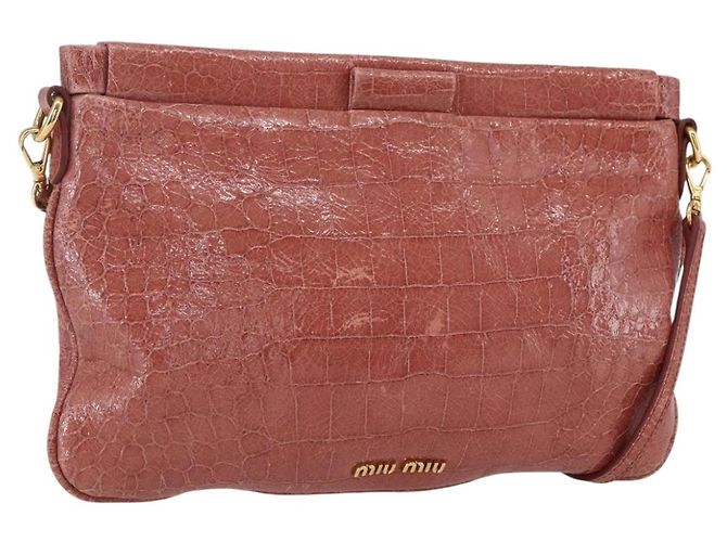 Borsa a Spalla Miu Miu in Pelle Rosa Oro Auth ep13395 D'oro