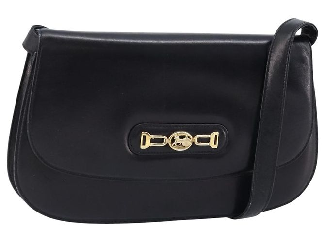 Céline Borsa a Spalla in Pelle Nera e Oro Auth 166854 Nero D'oro