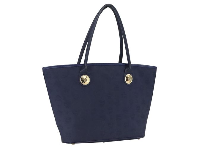 MCM Vicetos Logogram Tote Bag Nylon Navy Auth 173532 Navy blue