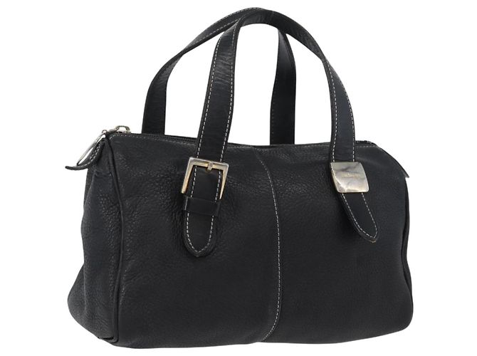 Borsa a mano Burberry in pelle nera e oro Auth bs33429 Nero D'oro