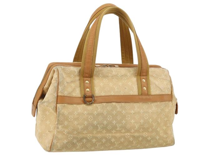 LOUIS VUITTON Bolsa de Mão Monogram Mini Josephine GM Bege M92310 LV Auth bs33498
