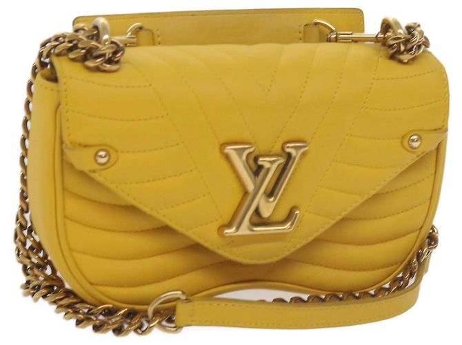LOUIS VUITTON Borsa a Spalla New Wave Chain PM Pelle Gialla LV Auth 60852SAV Giallo
