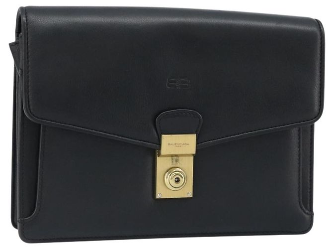 Clutch BAG BALENCIAGA in pelle nera e oro Auth 172150 Nero D'oro