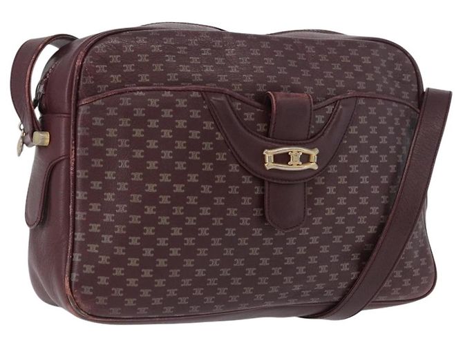 Céline Bolsa de Ombro em Lona Macadam CELINE em Couro Dourado Bordeaux Auth 172287