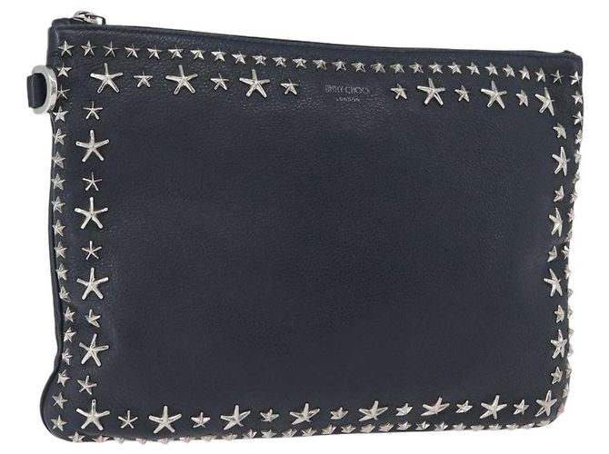 Pochette in pelle nera e argento Jimmy Choo Auth bs33457 Nero