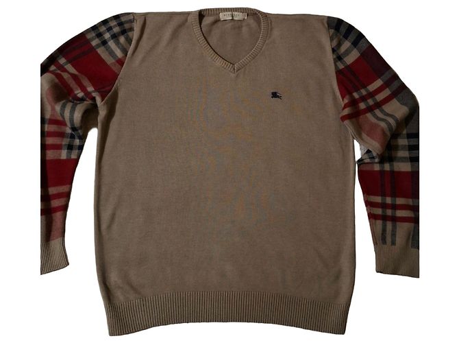 Suéter Burberry London com mangas xadrez Multicor Bege