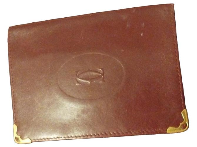 Cartera Cartier de cuero burdeos Castaño