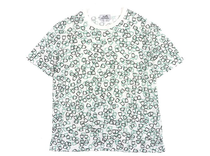 Camiseta de algodón Hermès Blanco Verde 