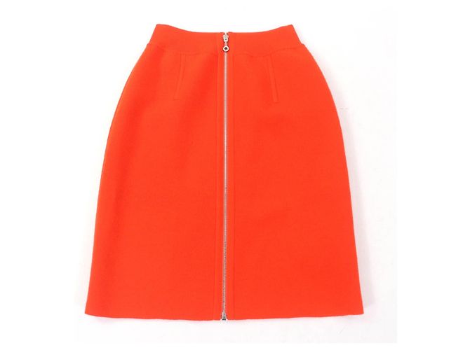Saia de lã reversível com padrão H da Hermès Laranja