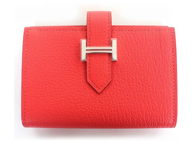 Hermès Hermes Bearn Mini Leather Wallet Pink