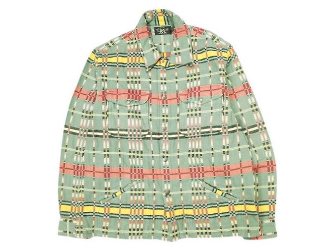 Ralph Lauren Camisa overshirt de algodão jacquard xadrez marrom RRL Verde