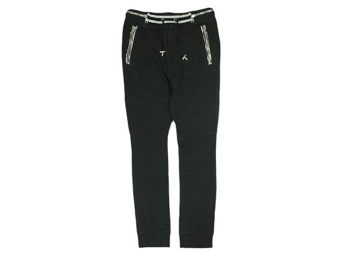 Autre Marque Pantaloni da moto con zip Balmain Pantaloni in cotone Nero