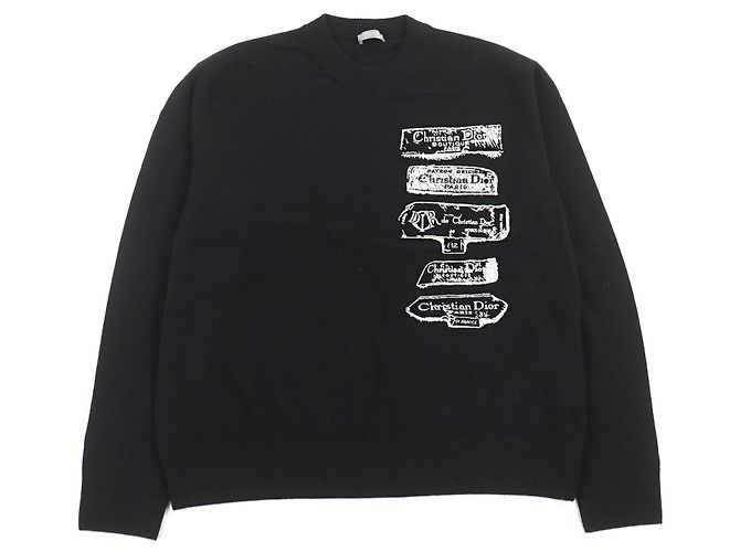 Dior Archives Labels Wool Knit Black