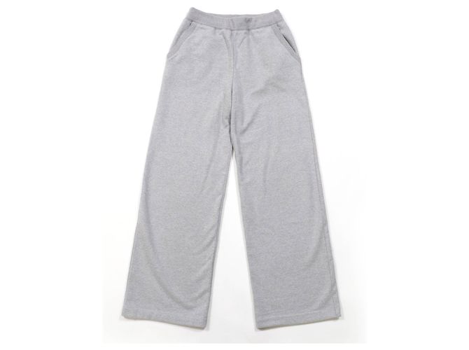 Miu Miu Pantalones de algodón polar con logo MIUMIU Gris