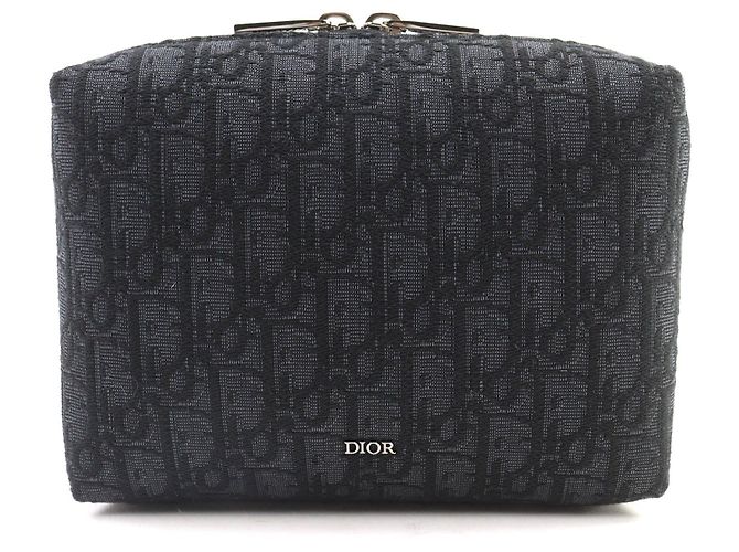 Dior Oblique Canvas Leather Pouch Black
