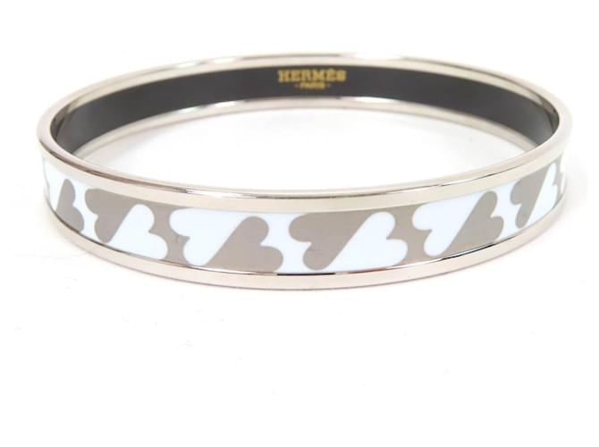 Bracelet en émail Carte Jou d'Hermès Blanc 