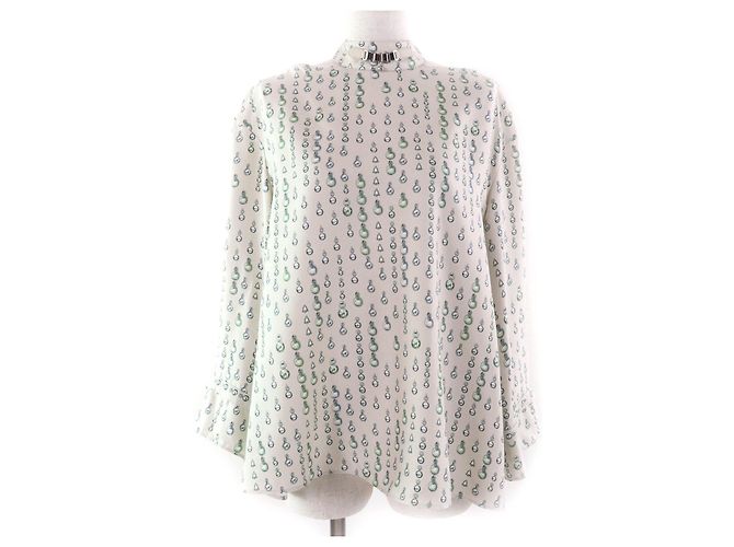 Top de pele de cordeiro de seda Hermès 38 Bege Verde