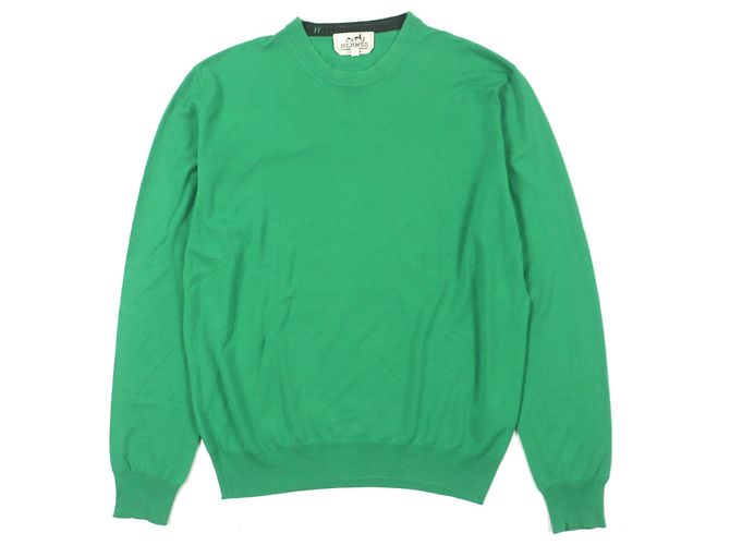 Hermès Tricô de lã com bordado H Verde