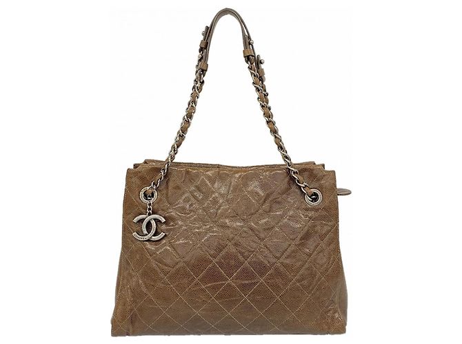 Timeless Bolso Tote Chanel Matelassé con cadena Marrón oscuro