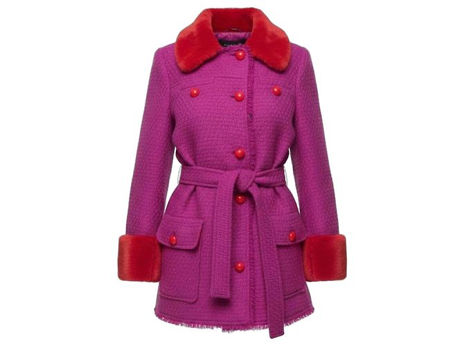 Abrigo de lana BLUMARINE con visón talla 44IT Morado oscuro