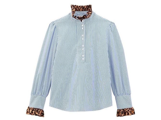 Blusa Balzac Paris Source leopardata e a righe in cotone Multicolore