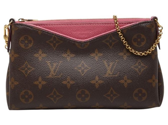 Louis Vuitton Monogram Pallas Scratch Handtasche Braun Pink