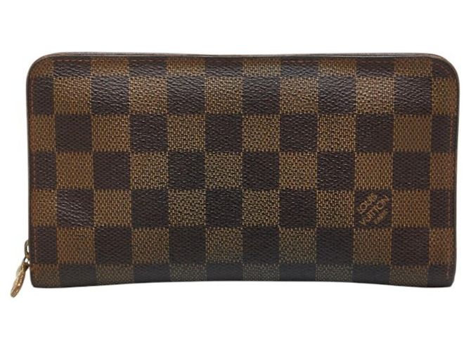 Carteira Longa com Zíper Damier da Louis Vuitton Marrom