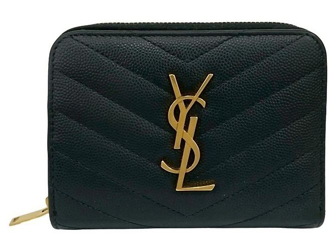 Schwarze Leder-Bi-Fold-Geldbörse von Saint Laurent