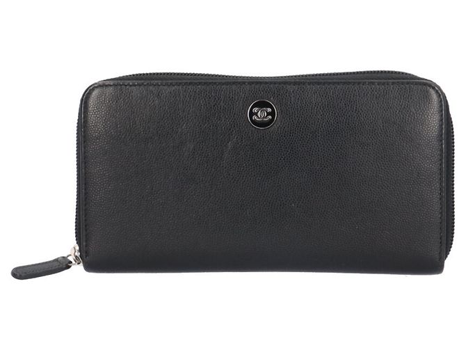 Chanel Coco Button Long Wallet Black