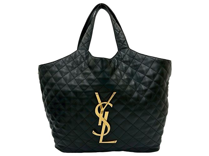 Quilted Leder Tote Bag von Saint Laurent Schwarz