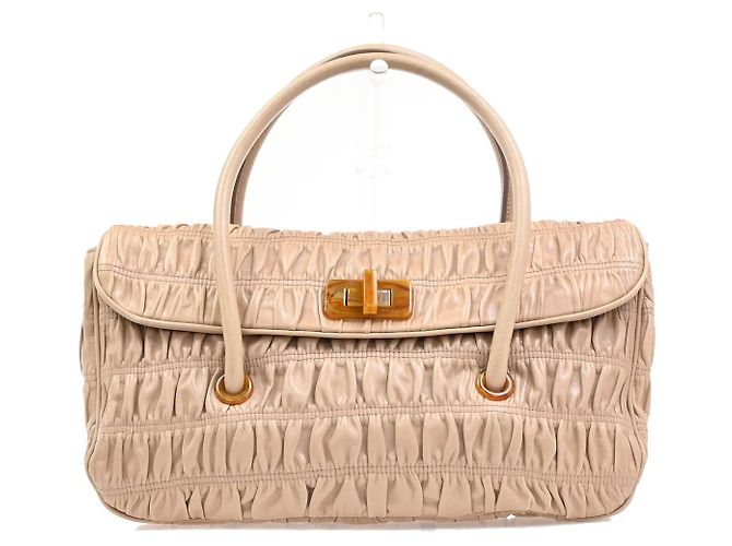 Prada Turnlock Nappa Gaufre Medium Beige 