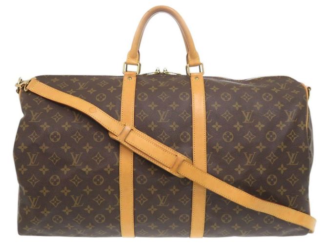 Bolsa Boston Monogram Keepall Bandoulière 55 Louis Vuitton Marrom Monograma