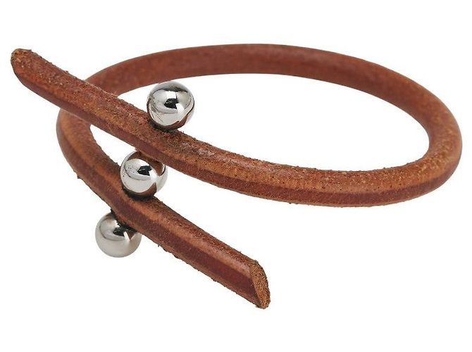 Hermès Bracelet en cuir et métal Hermes Roulette Hill Marron