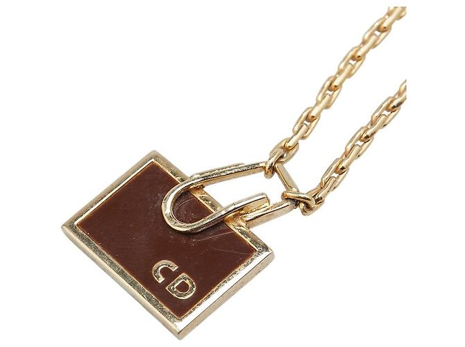Christian Dior Collar Placa Logo Dior Dorado Metálico