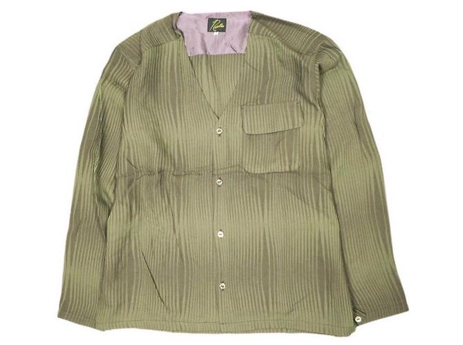 Autre Marque Camicia V Collo R/N Strisce Ondulate Jq. Verde Verde oliva