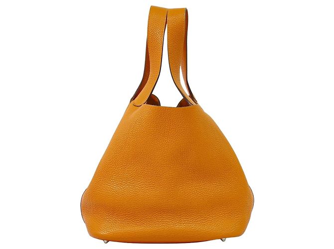 Bolsa Picotin Lock Hermès Togo GM Laranja