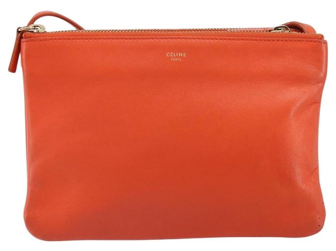 Céline Celine Trio Leather Small Orange