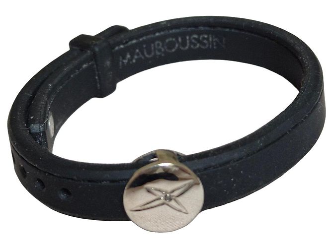 Bracciale Mauboussin in gomma nera, argento e diamante Nero