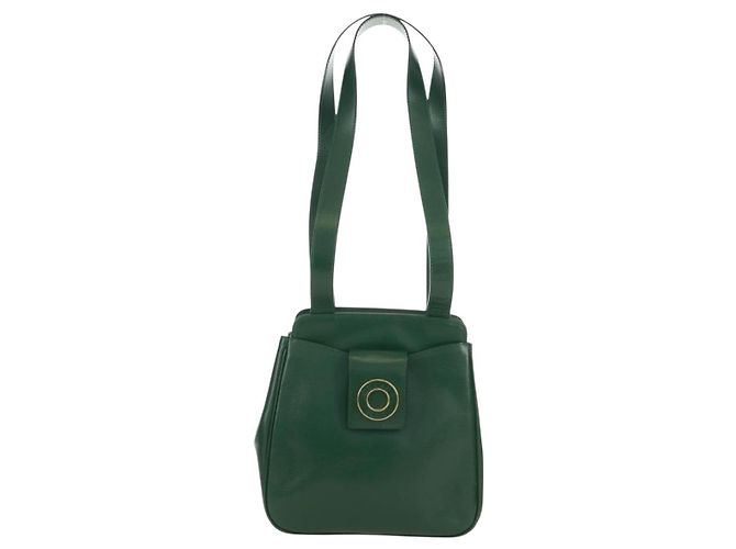 Céline Celine Circle Logo Leather Verde