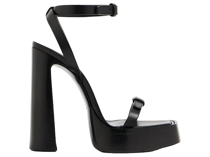 Sandales à plateforme à bride bouclée Yves Saint Laurent cuir noir 